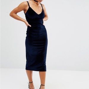 Boohoo Petite Velvet Strappy Bodycon Cocktail Dress